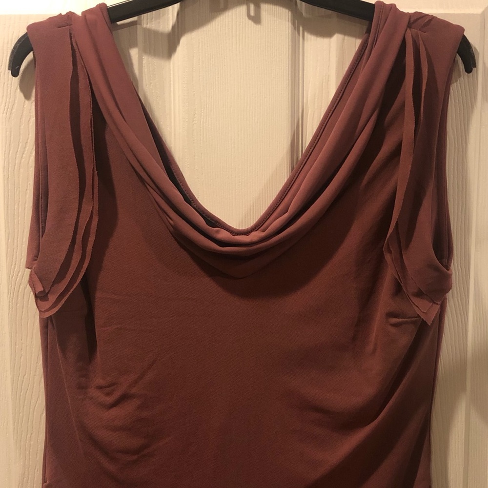 SHAPE FX ~  Size L - Dark Mauve Sleeveless Scoop Cowl-Neck ~ NWT